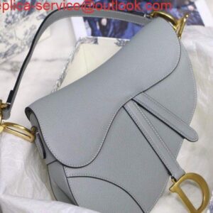 Replica Dior M0446 Dior Saddle Bag M0447 Grey Grained Calfskin