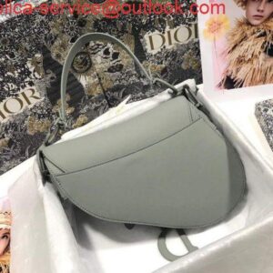 Replica Dior M0446 Dior Saddle Bag M0447 Grey Grained Calfskin with Gray Hardware