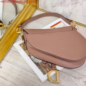 Replica Dior M0446 Dior Saddle Bag M0447 Light Pink Goatskin Gold Hardware