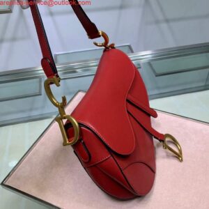 Replica Dior M0446 Dior Saddle Bag M0447 Red Goatskin Gold Hardware 2