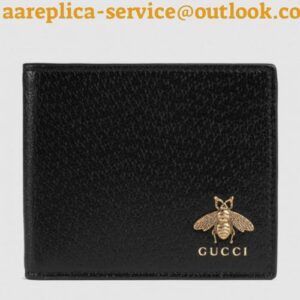 Replica Gucci Animalier Bi-fold Wallet In Black Leather