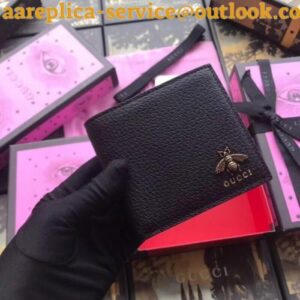 Replica Gucci Animalier Bi-fold Wallet In Black Leather 2