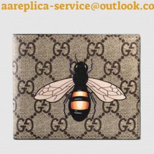 Replica Gucci Bee Print GG Supreme Bi-fold Wallet 383