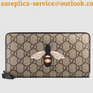 Replica Gucci Bee Print GG Supreme Zip Around Wallet