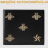 Replica Gucci Bee Star Zip Around Wallet In Black Leather 2