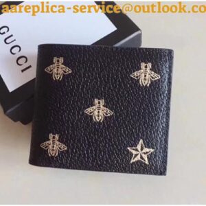 Replica Gucci Bee Star Leather Bi-fold Wallet 495055 2017 2