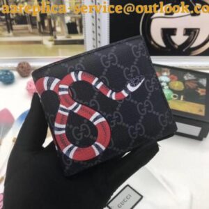 Replica Gucci Black Kingsnake Print GG Supreme Bi-fold Wallet 2