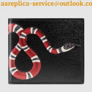 Replica Gucci Black Kingsnake Print Leather Bi-fold Wallet