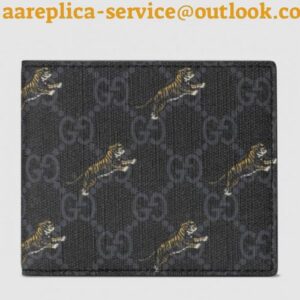 Replica Gucci Black Tiger Print GG Supreme Bi-fold Wallet