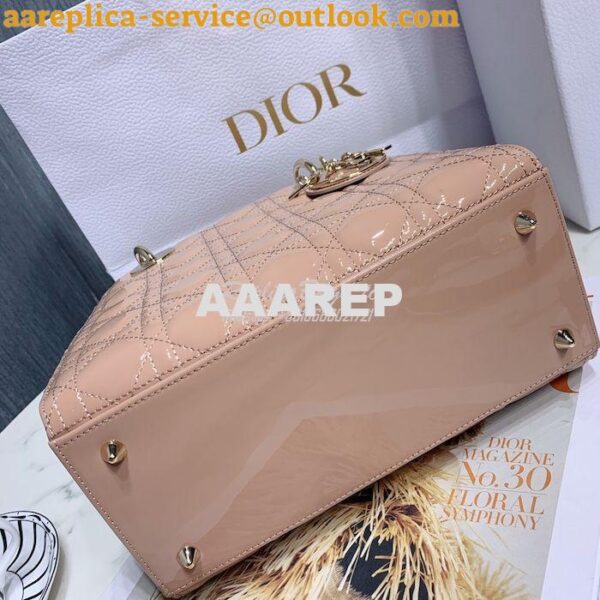 Replica Dior Lady Dior Medium Quilted in Cannage Patent Leather Bag M0 8