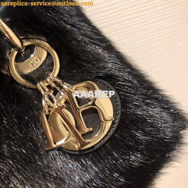 Replica Dior Lady Dior Mink Fur Bag in Lambskin M5050S Black 5