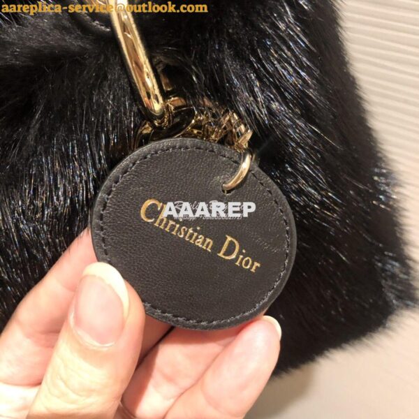 Replica Dior Lady Dior Mink Fur Bag in Lambskin M5050S Black 6