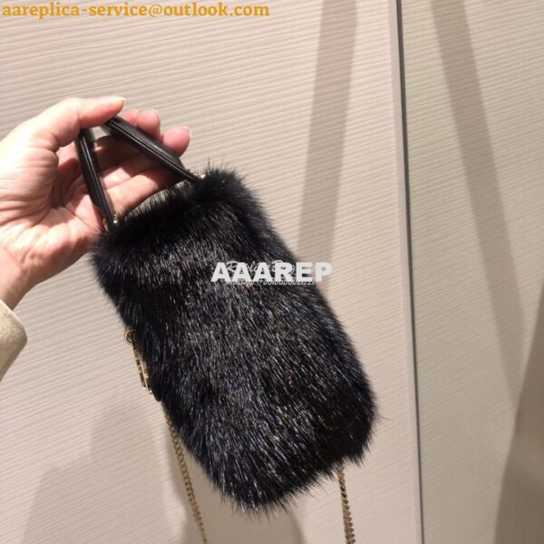 Replica Dior Lady Dior Mink Fur Bag in Lambskin M5050S Black 7