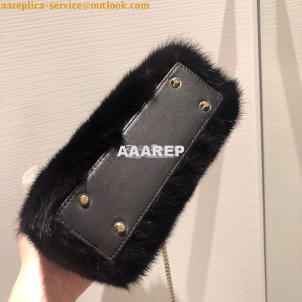 Replica Dior Lady Dior Mink Fur Bag in Lambskin M5050S Black 9