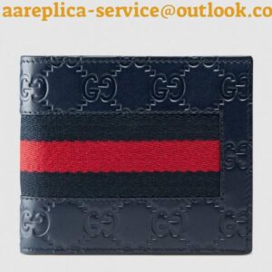 Replica Gucci Blue Signature Web Bi-fold Wallet