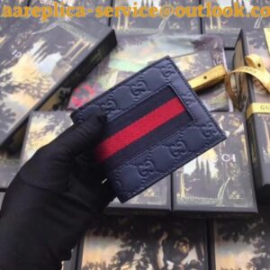 Replica Gucci Blue Signature Web Bi-fold Wallet 2