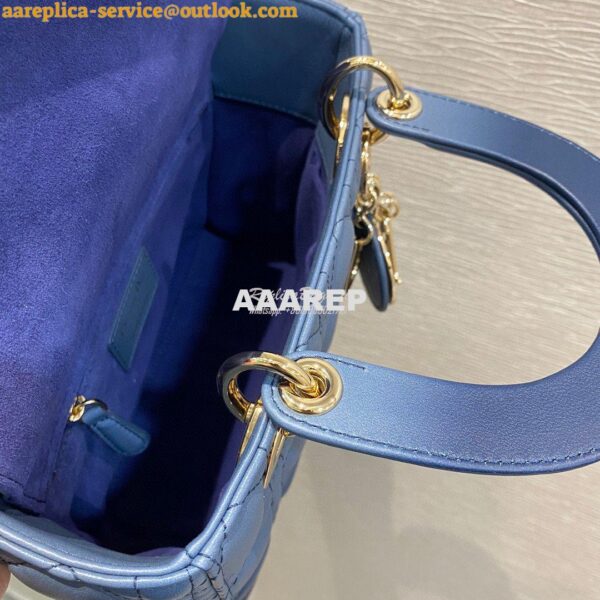 Replica Dior Lady Dior My ABCdior Bag Blue Gradient Cannage Lambskin M 7