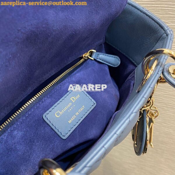 Replica Dior Lady Dior My ABCdior Bag Blue Gradient Cannage Lambskin M 8