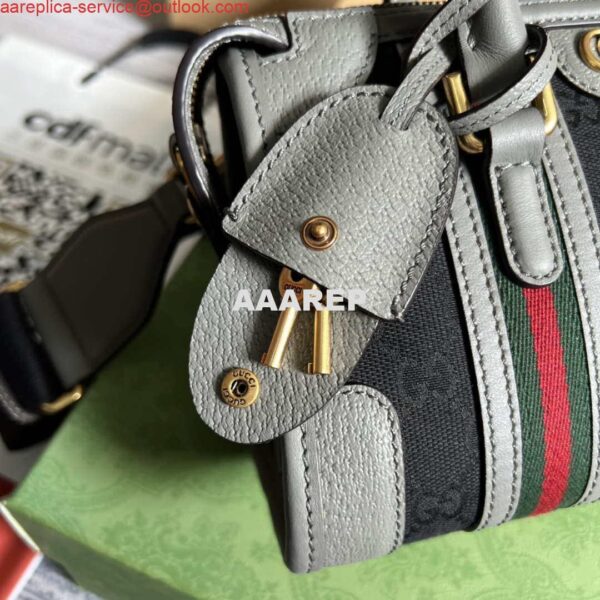 Replica Gucci 715771 Mini canvas top handle bag Gray and Black Original GG canvas 6