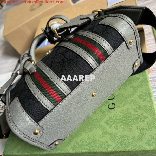 Replica Gucci 715771 Mini canvas top handle bag Gray and Black Original GG canvas 7