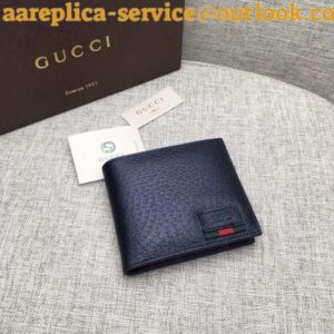 Replica Gucci Leather bi-fold wallet with web 428749 2