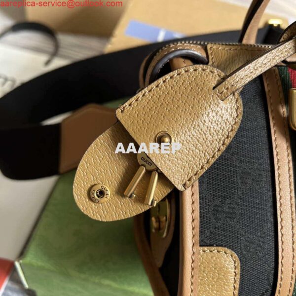 Replica Gucci 715771 Mini canvas top handle bag Light Brown and Black Original GG canvas 5
