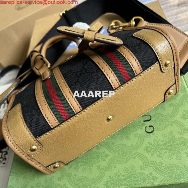 Replica Gucci 715771 Mini canvas top handle bag Light Brown and Black Original GG canvas 7