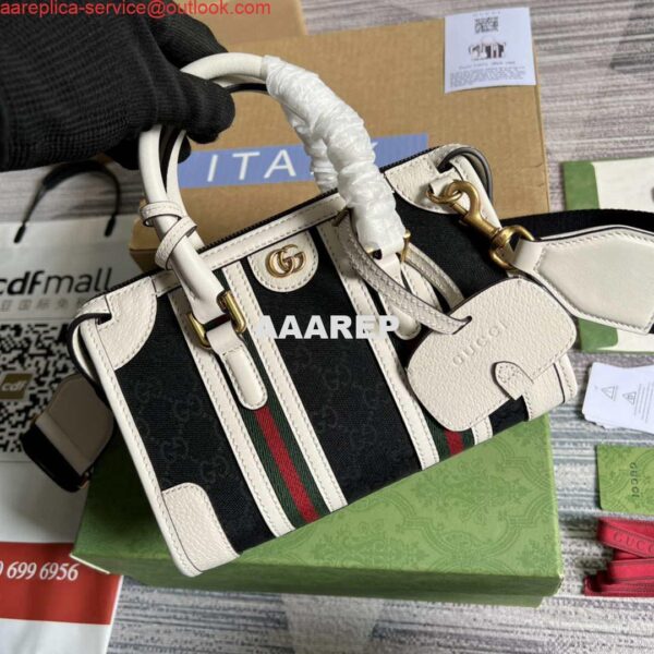 Replica Gucci 715771 Mini canvas top handle bag White and Black Original GG canvas 3