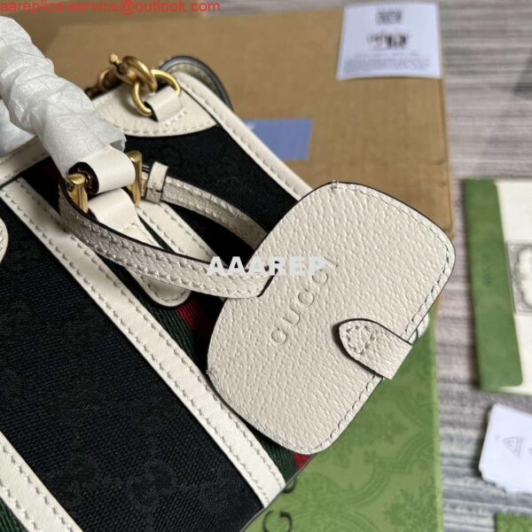 Replica Gucci 715771 Mini canvas top handle bag White and Black Original GG canvas 5