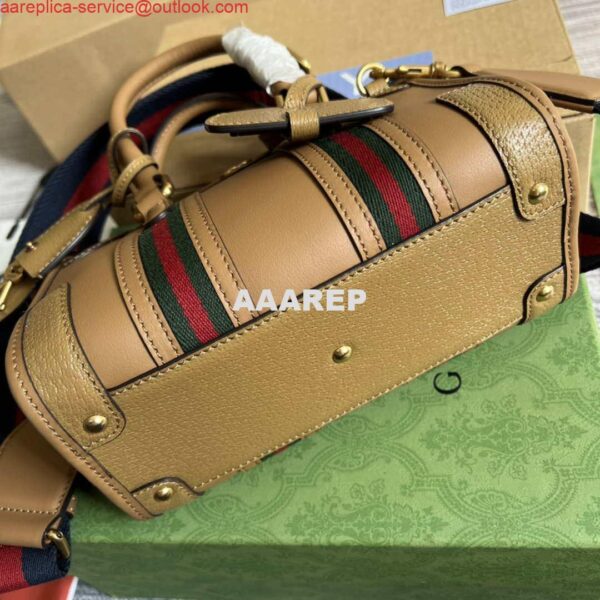 Replica Gucci 715771 Mini top handle bag with Double G Tan 7