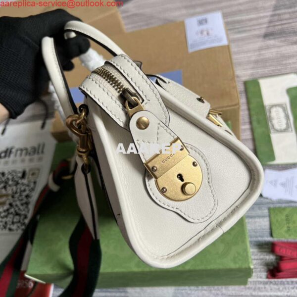 Replica Gucci 715771 Mini top handle bag with Double G White 4