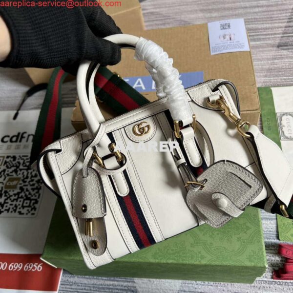 Replica Gucci 715771 Mini top handle bag with Double G White 5