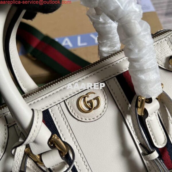 Replica Gucci 715771 Mini top handle bag with Double G White 6