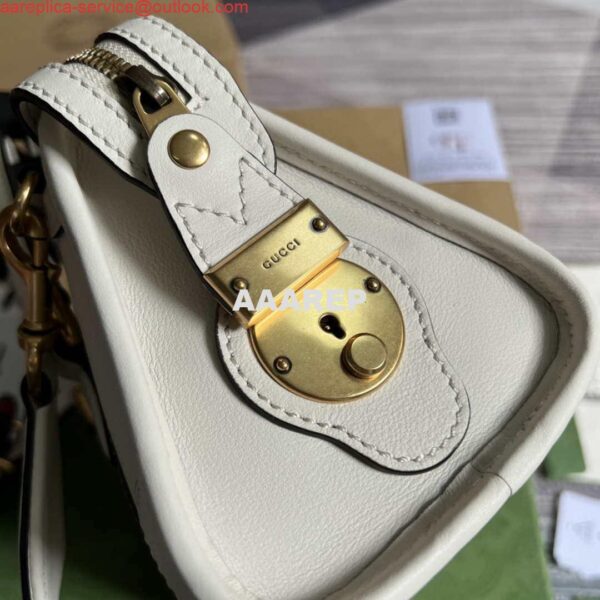 Replica Gucci 715771 Mini top handle bag with Double G White 7