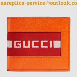 Replica Gucci Orange Stripe Leather Bi-fold Wallet