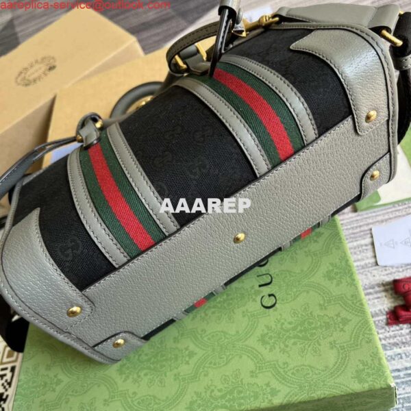 Replica Gucci 715772 Small canvas top handle bag Gray and Black 4