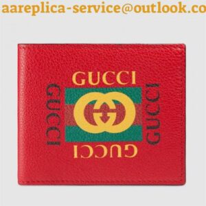 Replica Gucci Red Print Leather Bi-fold Wallet