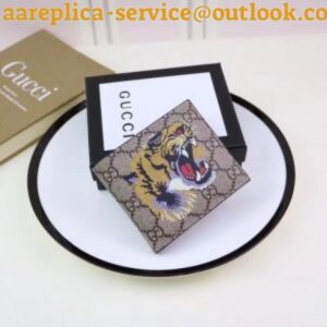 Replica Gucci Tiger Print GG Supreme Bi-fold Wallet 385 2