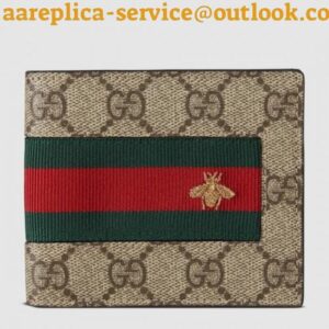 Replica Gucci Web GG Supreme Bee Bi-fold Wallet