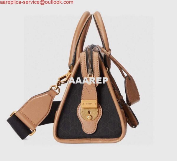 Replica Gucci 715772 Small top handle bag with Double G Black 3