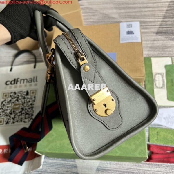 Replica Gucci 715772 Small top handle bag with Double G Gray 4