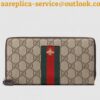 Replica Gucci Zip Around Wallet In Black Kingsnake Print GG Supreme