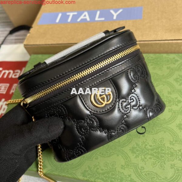 Replica Gucci 723770 GG Matelassé Top Handle Mini Bag Black 3