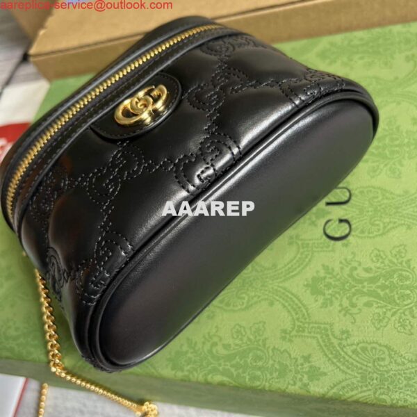 Replica Gucci 723770 GG Matelassé Top Handle Mini Bag Black 5