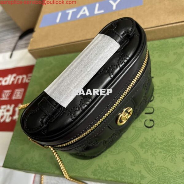 Replica Gucci 723770 GG Matelassé Top Handle Mini Bag Black 6