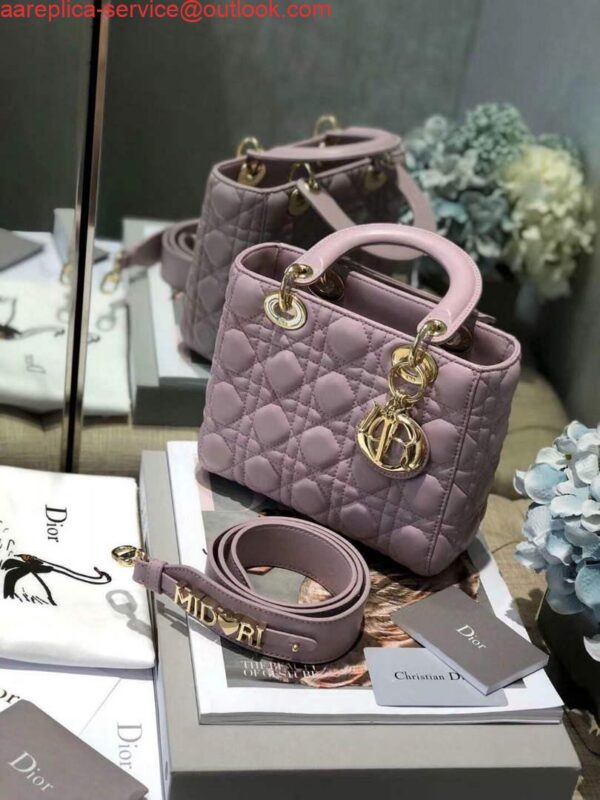 Replica Dior Small Lady My ABCDior Bag Lambskin M0538 Light Purple 2