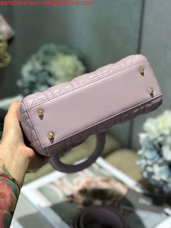 Replica Dior Small Lady My ABCDior Bag Lambskin M0538 Light Purple 4