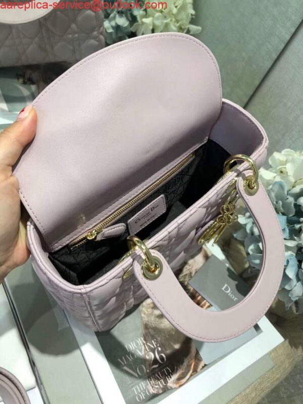 Replica Dior Small Lady My ABCDior Bag Lambskin M0538 Light Purple 7