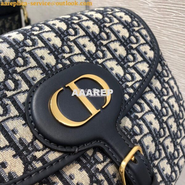 Replica Dior Large Bobby Bag Blue Oblique Jacquard Canvas M9320U 3