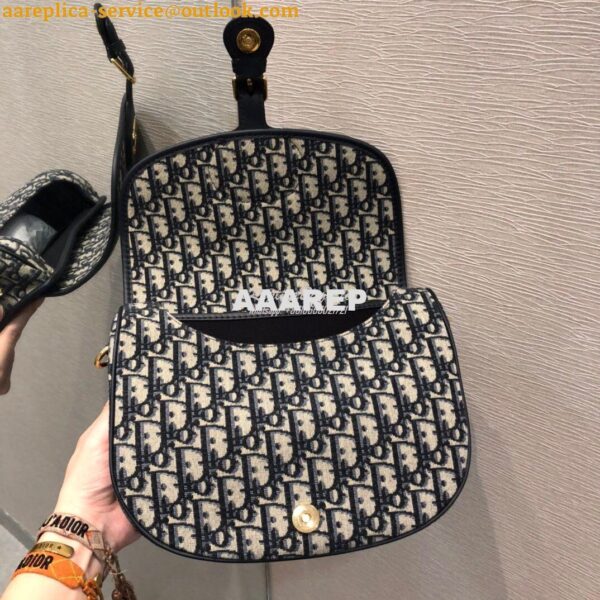 Replica Dior Large Bobby Bag Blue Oblique Jacquard Canvas M9320U 5
